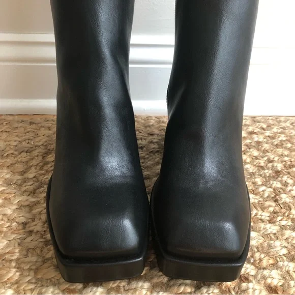 Jeffrey Campbell Black Heeled Boots with Chunky Heel - Picture 5 of 14